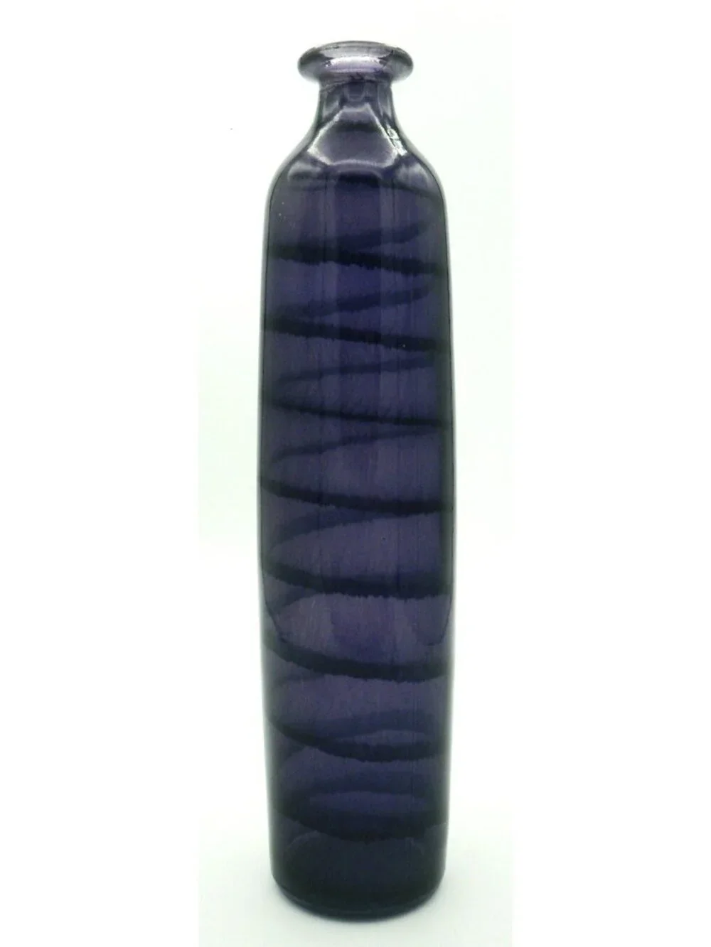Amethyst Glass Purple with Black Swirl Recycled Art Glass Bud Vase Spain